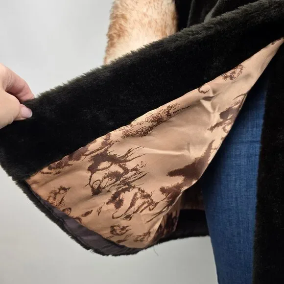 Vintage Benje's Furlook Faux Fur Brown Button Up Jacket Size L/XL - Picture 6 of 11